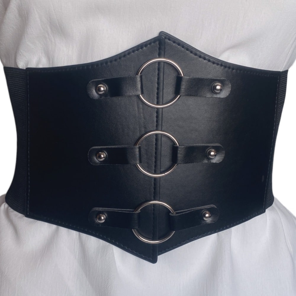 Beenvo centura corset neagra lata din piele ecologica pisa | Beenvo