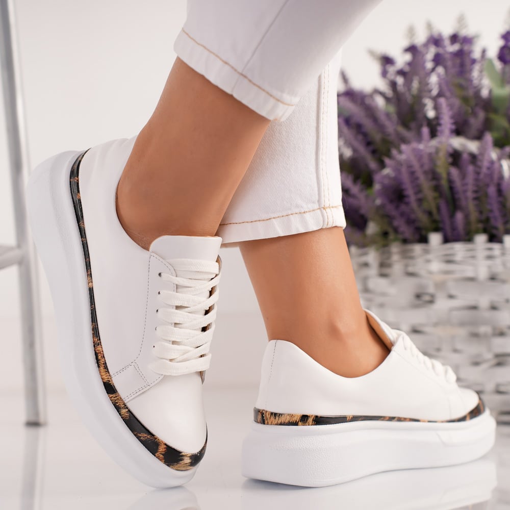 beenvo pantofi sport just white piele naturala | Beenvo